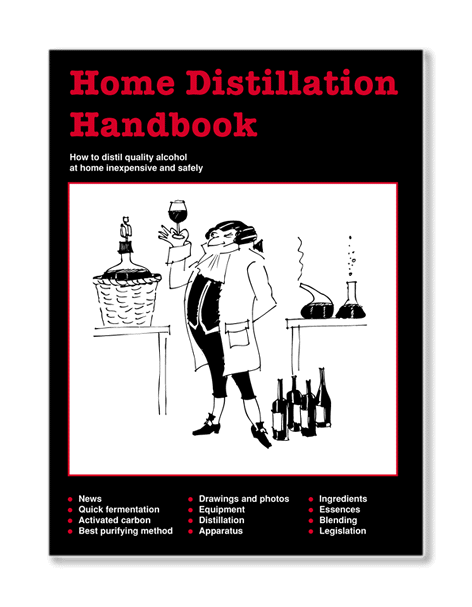 graphic of cover of the Home Distillation Handbook by Ola Norrman